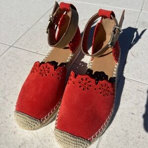 Red Orange Espadrille Sandals